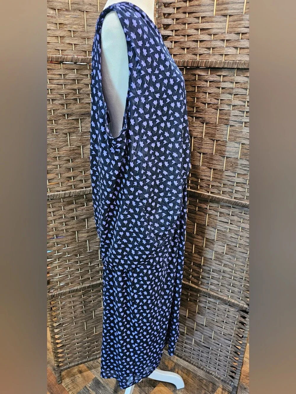 CAbi Navy with Lavender Micro-Print Swim Cover Dress